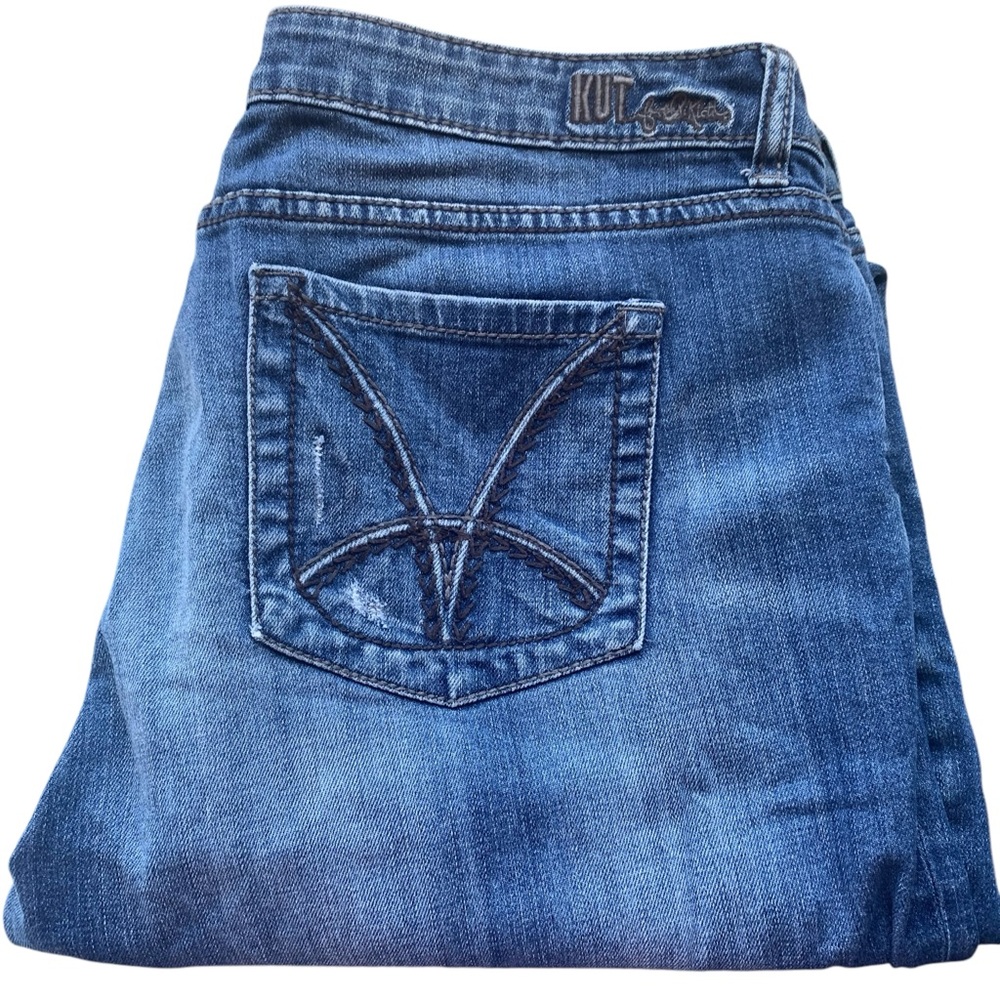 Kut from the Kloth Woman’s Mid Rise Distressed Blue Jeans